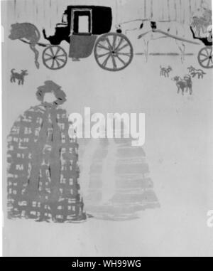 Una parte di quattro litografica-foglia di schermo da Bonnard, una brillante composizione nel modo Giapponese - nursemaids e hansom cabs, Foto Stock