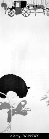 Una parte di quattro litografica-foglia di schermo da Bonnard, una brillante composizione nel modo Giapponese - nursemaids e hansom cabs, Foto Stock