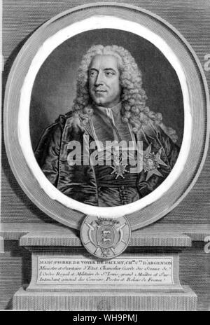 Marc-Pierre de Voyer de Paulmy, Comte d'Argenson. Incisione di Petit dopo Hyacinthe Rigaud Il duomo Foto Stock