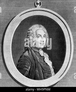 Francois de Moncrif - incisione da L. J. Cathelin dopo Maurice Quentin de la Tour Foto Stock