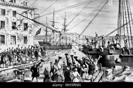 Il Boston Tea Party 1773 Foto Stock