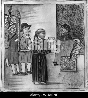 Il viceré de Mendoza e un francescano, Don Pedro Cuinieranga (Petamuti) e sacerdoti indiani da un account di cerimonie e riti etc della provincia di Mechuacan (Messico). Foto Stock