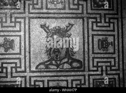 I mosaici romani, Verulamium. St Albans Hertfordshire Foto Stock