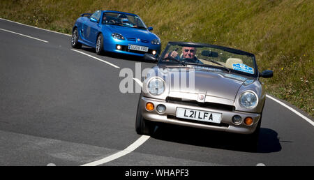 Eastbourne, East Sussex, Regno Unito. 1 Sep 2019, Mg e Sprite i proprietari di auto prendere parte al South Downs Esegui. 70 miglia attraverso la scenica South Downs del Sussex Foto Stock