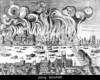 Taglio di legno del Grande Incendio di Londra nel 1666 Foto Stock