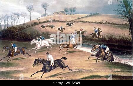 La Valle di Aylesbury Steeple Chase. La puntasecca di C & G Hunt dopo Francis Calcraft Turner (1795 - 1865) stampa, 1836. Il conoscitore enciclopedia completa di antiquariato, pagina 540. Foto Stock