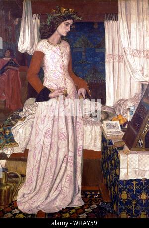 Queen Guinevere 1858 da William Morris, (1834-1896), pittore inglese. King Arthur pagina 192.. . . Morgan le canone da Arthur Sandys 1864 Foto Stock