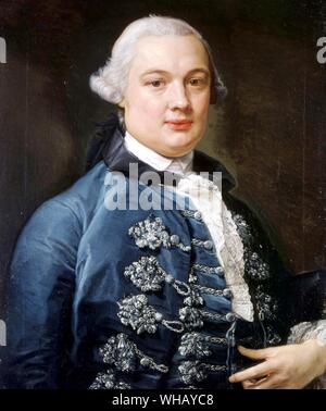 James Bruce (1730-1794) come un fiducioso giovane uomo, dipinta da Pompeo Girolamo Batoni (1708-1787). L'avventura africana - una storia dell'Africa esploratori da Timothy Severin, pagina 109. James Bruce era un viaggiatore scozzese e scrittore di viaggi. Nato a Stirlingshire, Bruce cominciò a essere un uomo enorme, sia in altezza e peso. Educato alla scuola di Harrow, a nord di Londra, quindi ha studiato Diritto all'Università di Edimburgo. Egli ha viaggiato in Europa e fu poi nominato Console di Algeri (1762). Allora egli si è recato in Etiopia, dove egli ha scoperto la sorgente del Nilo Azzurro (1770). Ha pubblicato i suoi viaggi Foto Stock