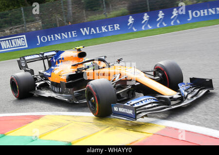 # 04 Lando NORRIS, GBR, McLaren, MCL34, Renault e-Tech 19 motore di Formula 1 racing driver in Formula 1 Johnnie Walker Gran Premio del Belgio 01.09.2019 circuito di Spa-Francorchamps in Belgio | Utilizzo di tutto il mondo Foto Stock