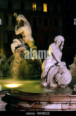 Le acque di Roma da H. V. Morton. Il gruppo di Nettuno dal nord fontana nella piazza Navona, Roma. Pl. 17, p. 114. . Foto Stock