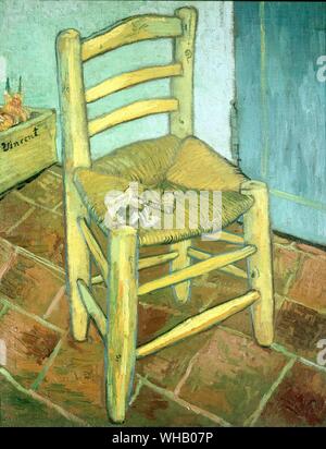 Vincenzo sedia e il suo tubo - Arles, dicembre 1888. di Van Gogh. La Tate Gallery. I due dipinti di Vincenzo e Paul Gauguin sedie sono tra i più spesso analizzati di Van Gogh opere. In aggiunta per il simbolico le sottocorrenti del lavoro, questi due dipinti sono anche unico per quanto riguarda il modo in cui sono visualizzati insieme--se in rari reperti in cui essi sono stati mostrati insieme (Londra, 1968, per esempio) o semplicemente a fianco a fianco in un libro. In generale, se Gauguin la sedia è visualizzata sulla sinistra, poi le sedie sembrano essere rivolta lontano da ogni altro--chiaramente Foto Stock