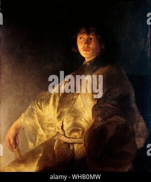 Un giovane uomo. da Jan Lievens . Galleria Nazionale di Scozia, Edimburgo. Jan Lievens (o Lievensz.) da Leiden - 1607-1674. Pittore olandese di ritratti e religiosi, allegorica e soggetti di genere. Egli era un amico e contemporaneo di Rembrandt e di un allievo di Lastman ad Amsterdam. . Foto Stock