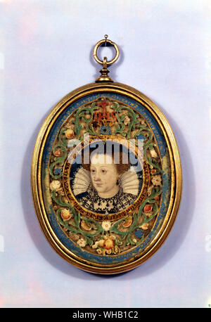 Miniatura la Regina Maria di Scozia 1575-80 (nato il 8 dicembre 1542 - 8 febbraio 1587) da il permesso di fondazione del Collegio di Blair Aberdeen.. Foto Stock