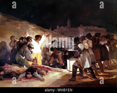 Esecuzione presso la montagna del Principe Pio - 3 maggio 1808. Prado/Manso, Madrid. o. Esecuzione di difensori di Madrid, 3 maggio, 1808, 1814. Da Goya y Lucientes Francisco Jose de (1746-1828) . Foto Stock
