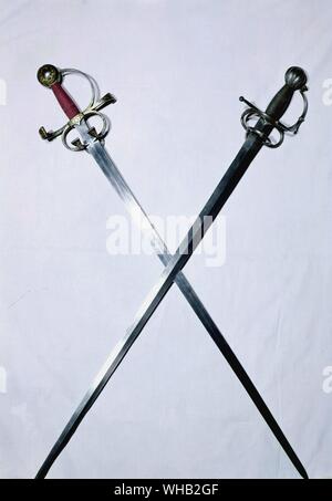 Lo spagnolo del XVI secolo spade di Pizarro e Cortes. Patrimonio Nazionale. Madrid Foto Stock