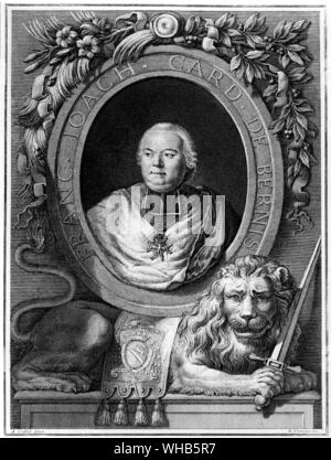 Incisione di François-Joachim de Pierre de Bernis - Francese il cardinale e statista . Foto Stock