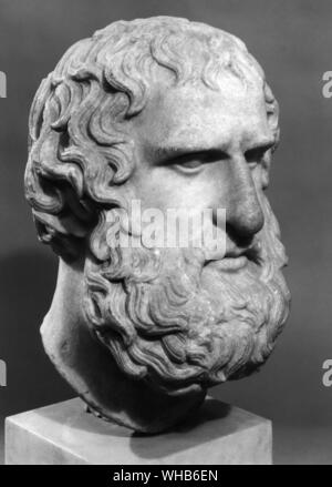 Testa di Uripedes (ca. 484BC-ca 406BC ?) - Secondo la leggenda, Euripide nacque a Salamís su Settembre 23, 480 BC, il giorno della guerra persiano del più grande battaglia navale. Altre fonti stimano che egli era nato come presto come 485 BC.. Foto Stock