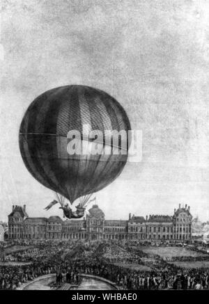 I Giardini delle Tuileries , Parigi : esperienza celebre a Parigi pubblicato se vend a Paris chez le Noir Md Fournisseux du Cabinet des Estampes , Demeurant au Louvre . Vista dal cortile del Louvre. 1 Dicembre 1783 Foto Stock