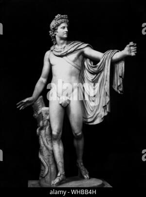 Apollo Belvedere . Copia romana , ? I Secolo a.c. , marmo , altezza 88 1/4 pollici o 223 cm. Vaticano Musei & gallerie , Italia Foto Stock