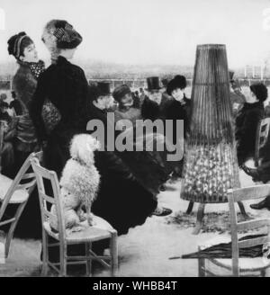 Giuseppe De Nittis - artista 1846 - 1884 , pannello centrale da gare al Bois de Boulogne , 1881 pastello 77 1/8 x 75 1/4 pollici o 196 x 191cm . La Galleria Nazionale di Arte Moderna , Roma , Italy Foto Stock