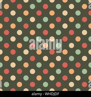 Polka Dot - sfondo arancione, rosso e verde vettore. Illustrazione Vettoriale