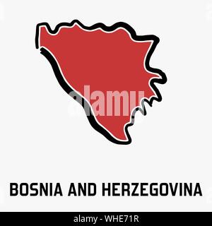 La Bosnia e Erzegovina mappa semplice delineare - paese semplificato mappa forma vettoriale. Illustrazione Vettoriale