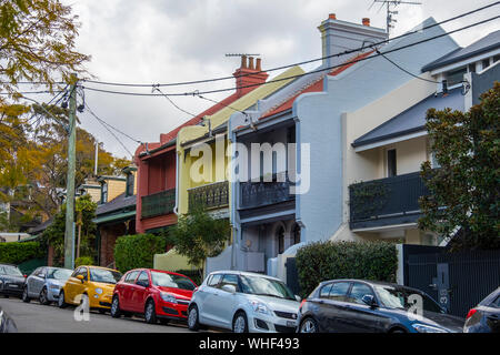 Vittoriano case a schiera in Paddington, Sydney, NSW, Australia. Foto Stock