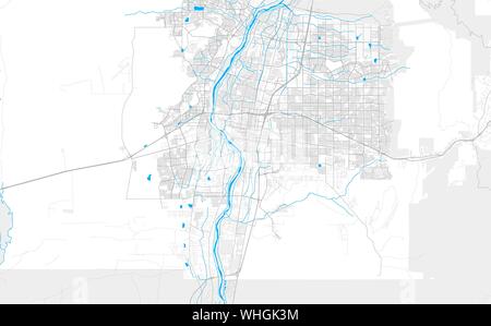 Ricco di vettore dettagliata mappa area di Albuquerque, New Mexico, U.S.A.. Mappa modello per arredamento di casa. Illustrazione Vettoriale