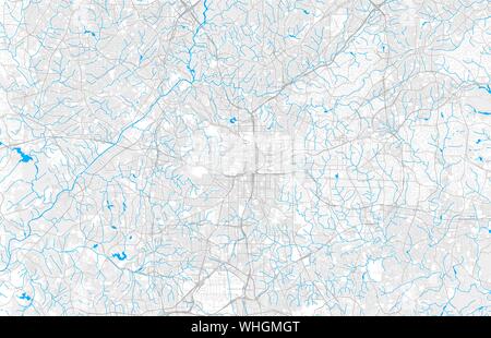 Ricco di vettore dettagliata mappa della zona di Atlanta, Georgia, Stati Uniti. Mappa modello per arredamento di casa. Illustrazione Vettoriale