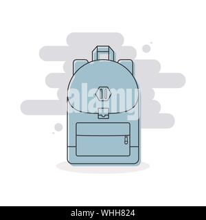 Icona di zaino. Colorato back pack per la scuola, viaggi, turismo e sport. Illustrazione Vettoriale, design piatto Illustrazione Vettoriale