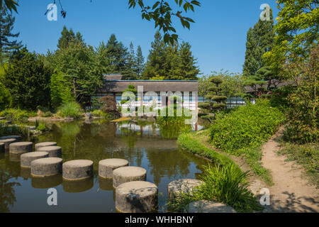 Japanischer Garten auf der Isle de Versailles in Nantes, Nantes, Isle de Versailles, Jardin Japonais - Nantes, Versailles Isola, giardino giapponese Foto Stock