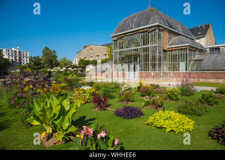 Nantes, Jardin des Plantes, historisches Gewächshaus Foto Stock