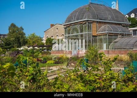 Nantes, Jardin des Plantes, historisches Gewächshaus Foto Stock