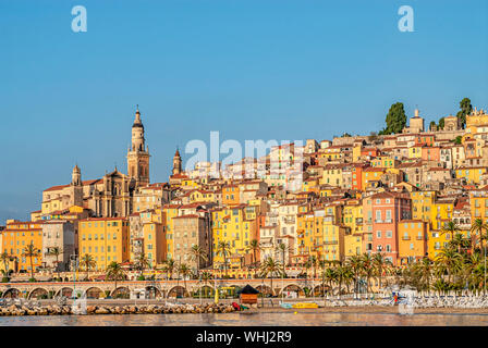 Côte vecchia di Menton, sulla Costa Azzurra, Francia Foto Stock