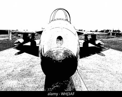 Vista frontale del Hawker Hunter jet fighter aircraft dal peruviano Air Force - FAP Foto Stock