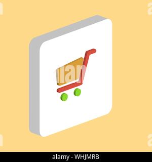 Shop Carrello semplice icona vettore. Immagine che mostra il simbolo del modello di progettazione per il web mobile elemento di interfaccia utente. Colori perfetti pittogramma isometrica su 3d quadrato bianco. Illustrazione Vettoriale
