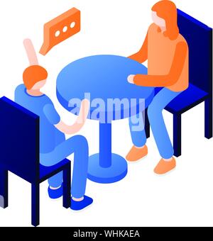 Donna Uomo icona conversazione, stile isometrico Illustrazione Vettoriale