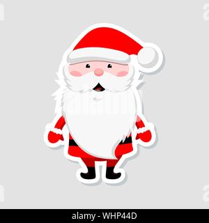 Adesivo di natale. Funny Santa Claus. Icona d'inverno. Illustrazione Vettoriale. Illustrazione Vettoriale