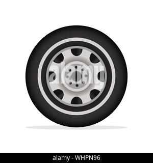 Ruota auto. Ruota di diversi veicoli: automobili, camion, furgoni. Design piatto stile. Illustrazione Vettoriale. Illustrazione Vettoriale