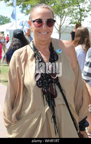 Bridgehampton, NY, STATI UNITI D'AMERICA. 1 Sep, 2019. Donna Karan a Hampton Classic Horse Show Grand Prix in Bridgehampton, New York il 1 settembre 2019. Credito: Mpi98/media/punzone Alamy Live News Foto Stock