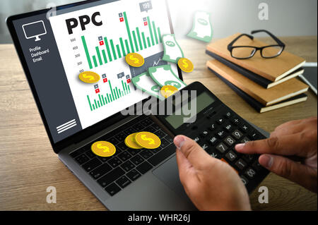 PPC - Pay Per Click imprenditore concetto concetto di lavoro Foto Stock