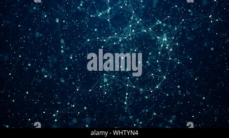Plesso astratta delle forme geometriche. Concetto di connessione. Digital, la comunicazione e la tecnologia network sfondo con particelle e plexus collegato l Foto Stock