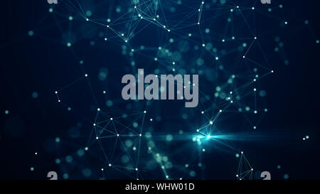 Plesso astratta delle forme geometriche. Concetto di connessione. Digital, la comunicazione e la tecnologia network sfondo con particelle e plexus collegato l Foto Stock
