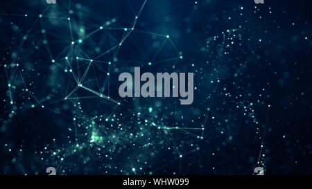 Plesso astratta delle forme geometriche. Concetto di connessione. Digital, la comunicazione e la tecnologia network sfondo con particelle e plexus collegato l Foto Stock