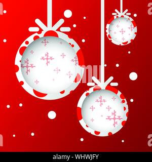 Abstract palla di Natale tagliata dalla carta in bianco con i fiocchi di neve sullo sfondo. Eps vettoriali10 illustrazione Illustrazione Vettoriale