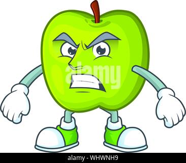 Carattere Scream Granny Smith mela verde con mascotte Illustrazione Vettoriale