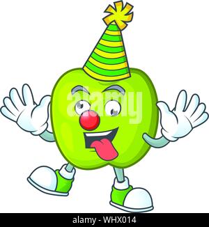 Clown Granny Smith Apple carattere per la mascotte della salute Illustrazione Vettoriale