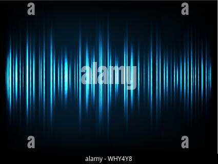 Blue musica onde sonore. La tecnologia audio e musicali impulso. Illustrazione Vettoriale