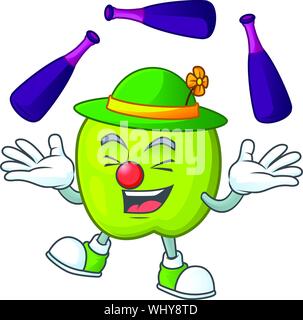 La giocoleria Granny Smith Apple carattere per la mascotte della salute Illustrazione Vettoriale