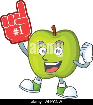 Dito di schiuma Granny Smith Apple carattere per la mascotte della salute Illustrazione Vettoriale